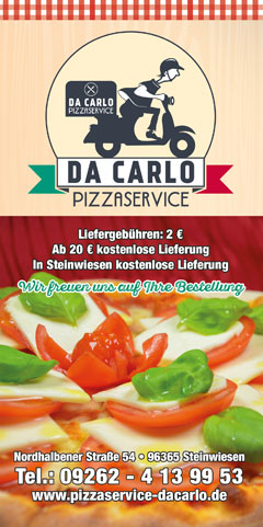 PIZZASERVICE - DA CARLO I Tel.: 09262 - 4 13 99 53 I PIZZA BESTELLEN BEi PIZZASERVICE - DA CARLO 